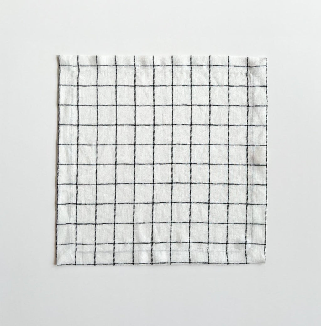 White Windowpane Linen Napkin