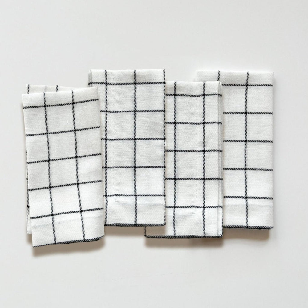 White Windowpane Linen Napkin